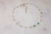 Load image into Gallery viewer, Green Aventurine & Gold Chain Choker Necklace