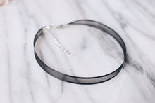 Load image into Gallery viewer, Simple Black Satin Sheer Ribbon Choker Necklace, 90s choker, handmade, boho jewelry, hippie style