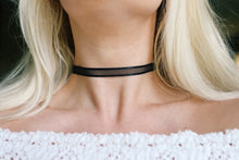 Load image into Gallery viewer, Simple Black Satin Sheer Ribbon Choker Necklace, 90s choker, handmade, boho jewelry, hippie style