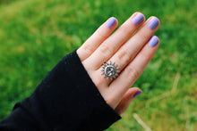 Load image into Gallery viewer, Sun and Moon Adjustable Silver Ring, Midi Rings, Silver Plated, Celestial Rings