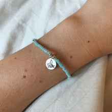 Load image into Gallery viewer, Blue Opal Beaded Whale Tail Ocean Bracelet