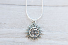 Load image into Gallery viewer, Sun & Moon Silver Plated Necklace.