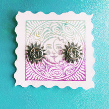 Load image into Gallery viewer, Celestial Sun And Moon Earring Studs, Boho Jewelry, Celestial, Handmade Earrings, Gift Ideas for Her