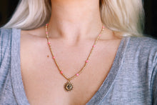 Load image into Gallery viewer, Metallic Gold Bamboo Coral Sun & Moon Beaded Necklace