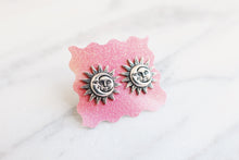 Load image into Gallery viewer, Celestial Sun And Moon Earring Studs, Boho Jewelry, Celestial, Handmade Earrings, Gift Ideas for Her