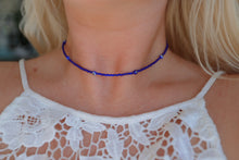 Load image into Gallery viewer, Tiny Blue Evil Eye Seed Beaded Choker Necklace