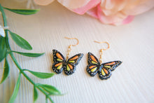 Load image into Gallery viewer, Hand Painted Monarch Butterfly Polymer Clay Earrings