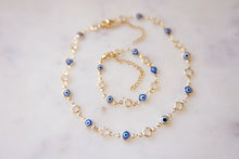 Load image into Gallery viewer, Evil Eye And Gemstone Chain Choker Necklace