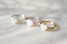 Load image into Gallery viewer, Mother of pearl heart wire wrapped ring