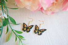 Load image into Gallery viewer, Hand Painted Monarch Butterfly Polymer Clay Earrings