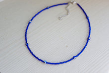 Load image into Gallery viewer, Tiny Blue Evil Eye Seed Beaded Choker Necklace