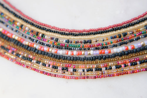 Fall Seed Beaded Choker Necklace Collection