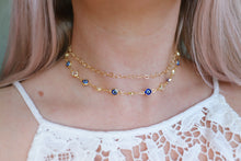 Load image into Gallery viewer, Evil Eye And Gemstone Chain Choker Necklace