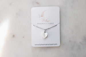 Mother of pearl heart chain choker necklace