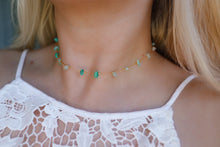 Load image into Gallery viewer, Green Aventurine &amp; Gold Chain Choker Necklace