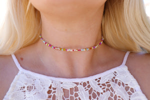 Endless Summer Seed Beaded Choker Necklace