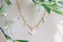 Load image into Gallery viewer, Island Girl Pearl &amp; Herkimer Diamond Shark Tooth Necklace