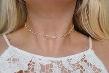Load image into Gallery viewer, Silver heart link chain choker necklace