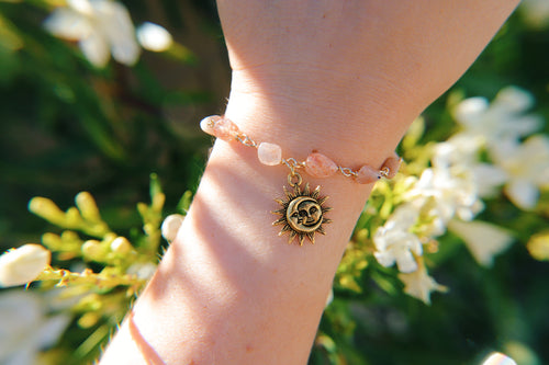 Golden Sunstone Sun & Moon Charm Bracelet