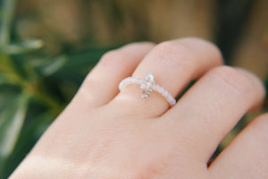 Opalite Gemstone Herkimer Diamond Beaded Ring