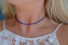 Load image into Gallery viewer, Tiny Blue Evil Eye Seed Beaded Choker Necklace