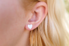Load image into Gallery viewer, Mother of pearl heart earring studs