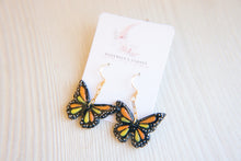 Load image into Gallery viewer, Hand Painted Monarch Butterfly Polymer Clay Earrings
