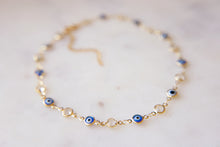 Load image into Gallery viewer, Evil Eye And Gemstone Chain Choker Necklace