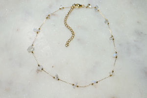 Opalite Crystal & Gold Chain Choker Necklace