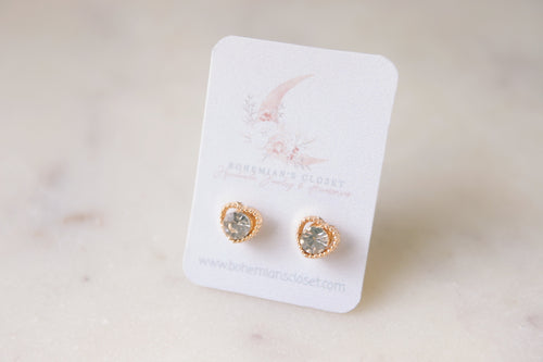 Diamond heart earring studs