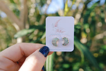 Load image into Gallery viewer, Druzy moon earring studs