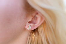 Load image into Gallery viewer, Druzy moon earring studs