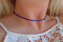 Load image into Gallery viewer, Tiny Blue Evil Eye Seed Beaded Choker Necklace