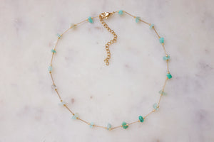 Green Aventurine & Gold Chain Choker Necklace