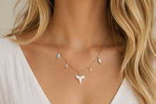 Load image into Gallery viewer, Island Girl Pearl &amp; Herkimer Diamond Shark Tooth Necklace