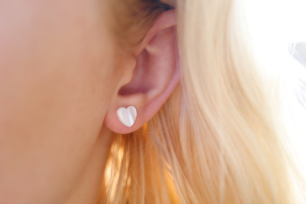 Mother of pearl heart earring studs