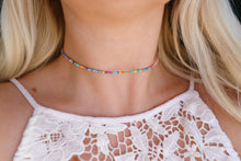 Load image into Gallery viewer, Frosted Matte Rainbow Seed Beaded Choker Necklace