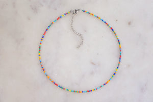 Frosted Matte Rainbow Seed Beaded Choker Necklace