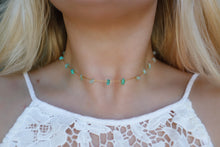 Load image into Gallery viewer, Green Aventurine &amp; Gold Chain Choker Necklace
