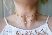 Load image into Gallery viewer, Strawberry Quartz Gemstone Beaded Choker Necklace