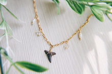 Load image into Gallery viewer, Island Girl Pearl &amp; Herkimer Diamond Shark Tooth Necklace
