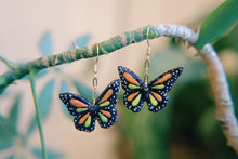 Load image into Gallery viewer, Hand Painted Monarch Butterfly Polymer Clay Earrings