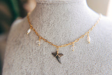Load image into Gallery viewer, Island Girl Pearl &amp; Herkimer Diamond Shark Tooth Necklace