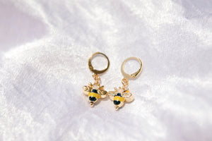 Mini Bumble Bee Hoop Earrings