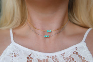 Natural Turquoise Beaded Choker Necklace