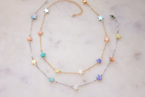 Rainbow Shell Star Chain Choker Necklace