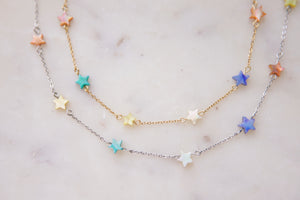Rainbow Shell Star Chain Choker Necklace