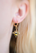 Load image into Gallery viewer, Mini Bumble Bee Hoop Earrings
