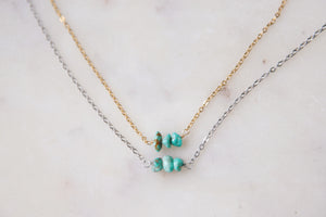 Natural Turquoise Beaded Choker Necklace