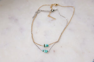 Natural Turquoise Beaded Choker Necklace